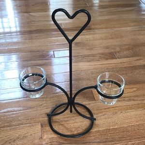 Wrought iron heart candle holder